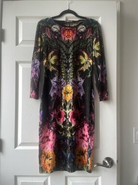 Roberto Cavalli Multicolor Floral & Animal Print Long Sleeve Dress